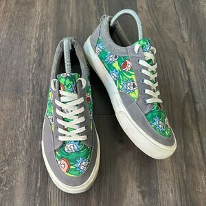 Ground Up Rick & Morty Skater Shoes Grey Green Portal Sneakers Lace Up M8/W9.5